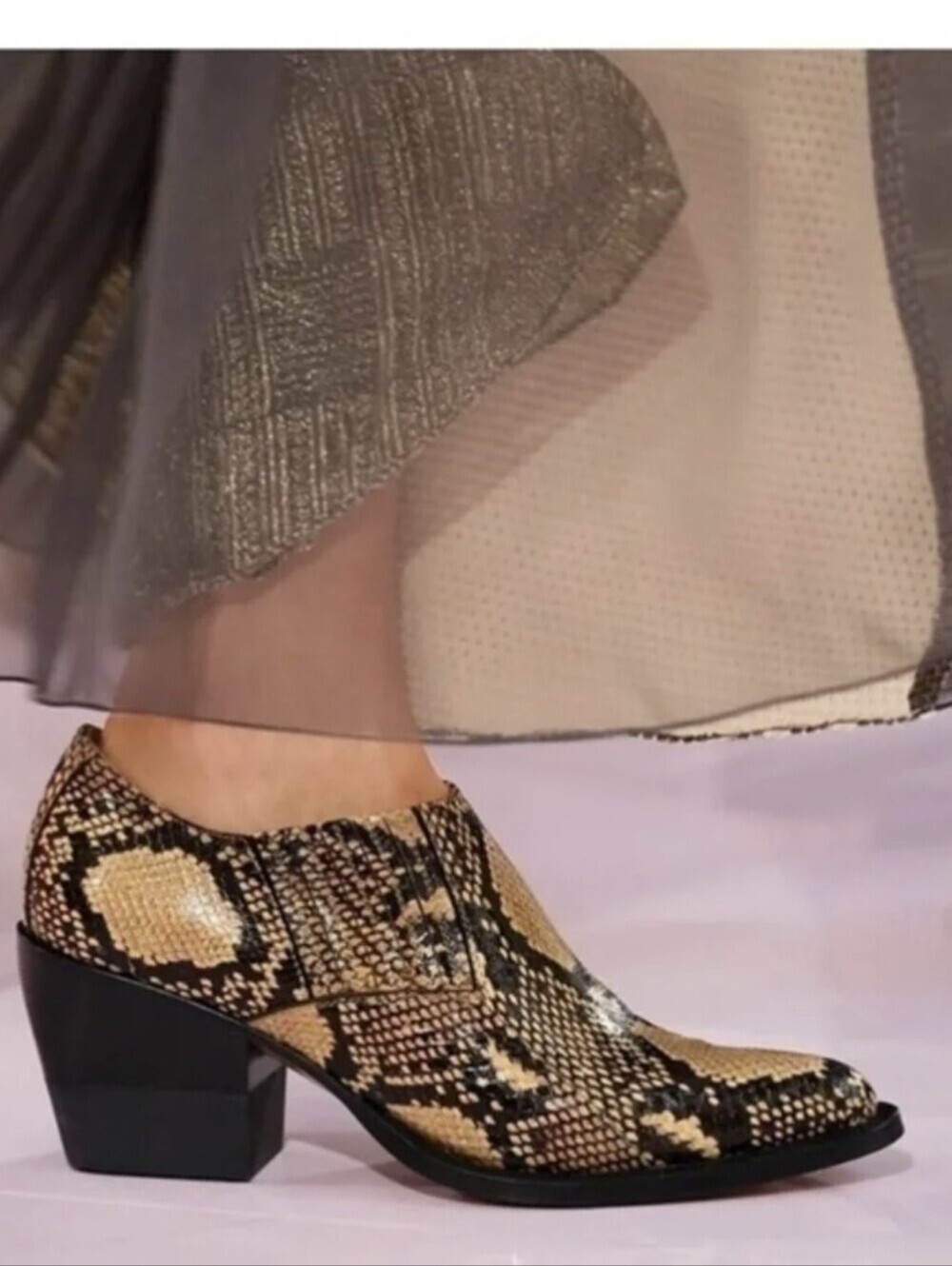 Chloé Rylee Snake Embossed Leather Booties-Black/Yellow - Picture 5 of 15